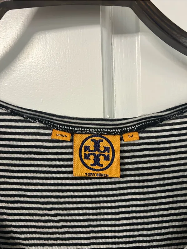Tory Burch Navy and White Striped Scoop Neck Tank - Image 3