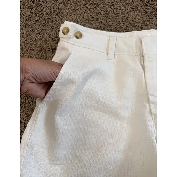 Free People Ivory Herringbone Cotton Shorts Women’s Size 0 Boho Preppy Casual - Image 5