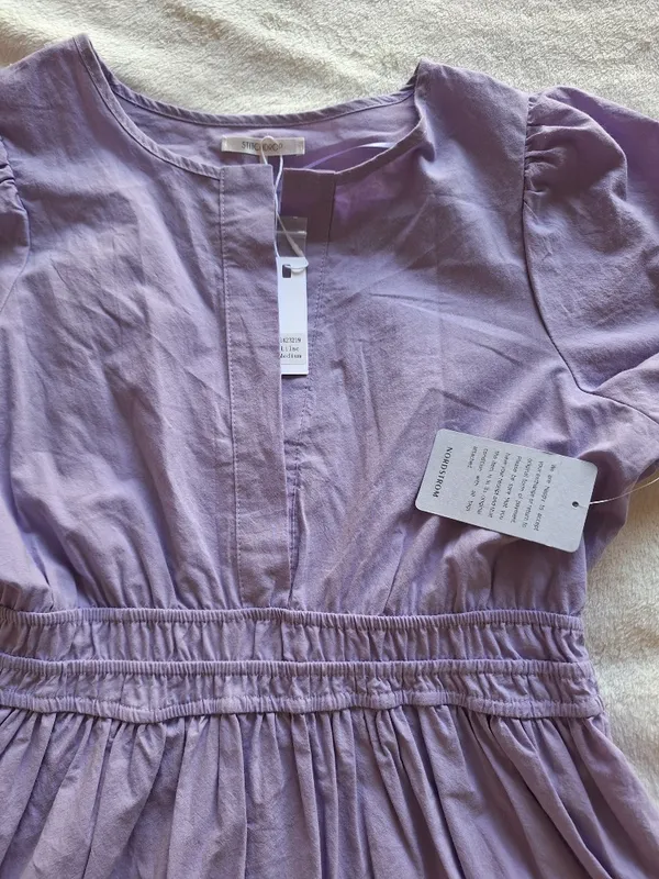NWT Stitchdrop Lilac Cotton Ruffle Mini Dress M - Image 2