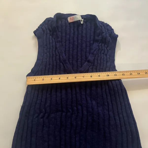 Small FP Free People Beach Veda Navy Ribbed V-Neck Sweater Vest Tank Top - Image 7