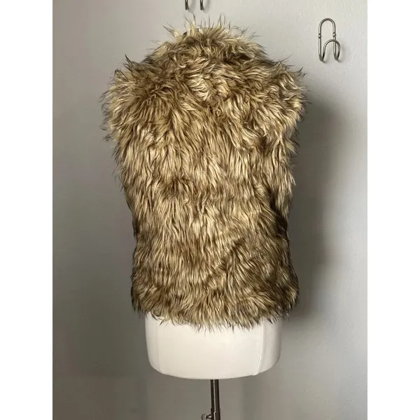 Ci Sono by Cavalini Women’s Size M Faux Fur Vest Jacket Brown Black Beige (b57) - Image 2