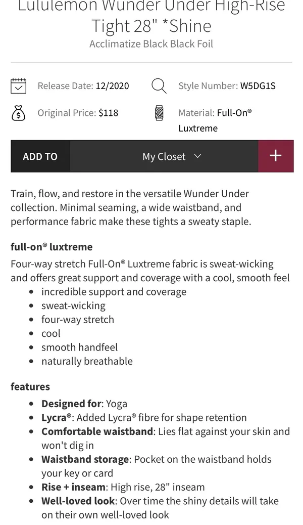 Lululemon Wunder Under High-Rise Tight 28" *Shine Acclimatize Black Black Foil 4 - Image 8