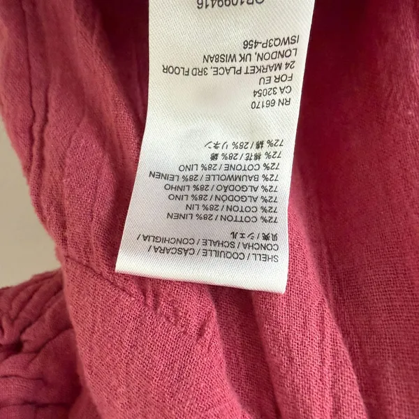 Free People M Rose Pink Dress Pintuck Smocked Puff Sleeve Boho‎ Slouchy - Image 7