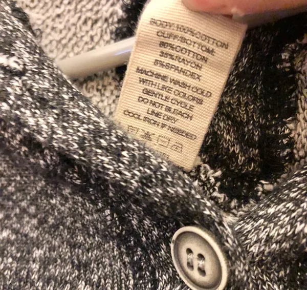 BKE Gimmicks X Double V Neck Marled Heather Button Sweatshirt Grey Black XS - Image 8