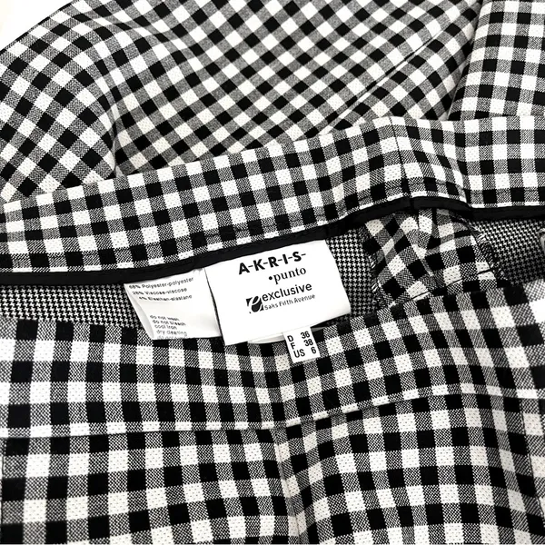 Akris Punto Black and White Gingham Print Pants, Size 6 - Image 5