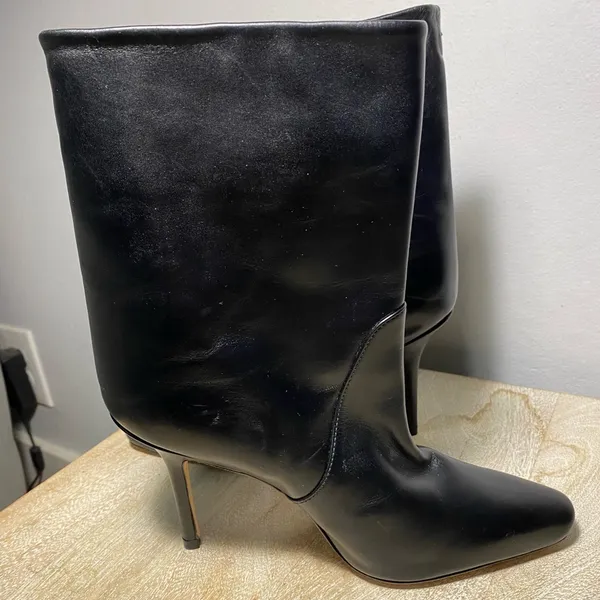 Stuart Weitzman rich leather stiletto boot / bootie size 5 black - Image 7