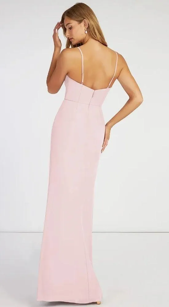 Azazie NWY TAYLA Sheath Square Neckline Chiffon Floor-Length Blushing Pink Sz A4 - Image 2