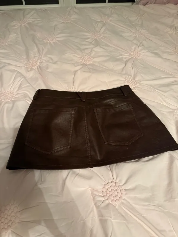 Garage brown leather skirt  - Image 3