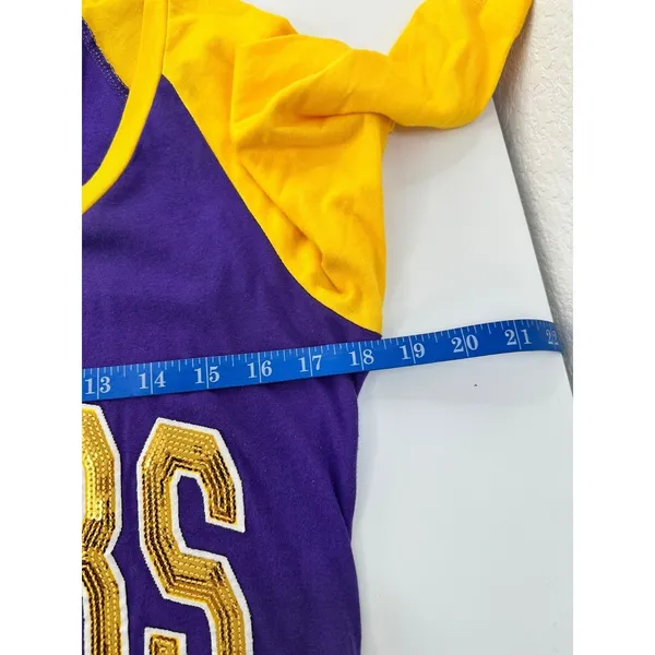 LSU Tigers Women’s Top M Purple Gold Sequin Raglan 3/4 Sleeve Shirt Football - Image 9