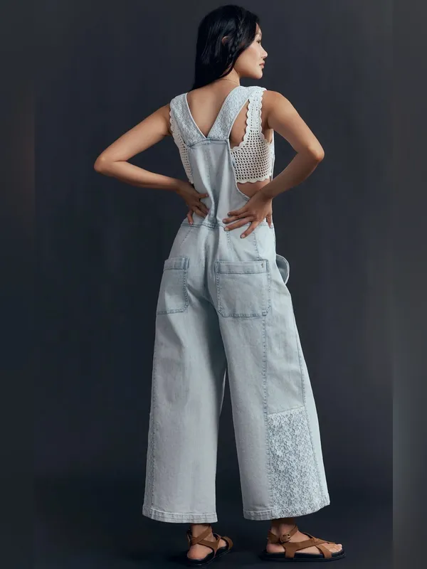 Pilcro Light Blue Denim Jumper Overalls with Wide Leg - Image 3