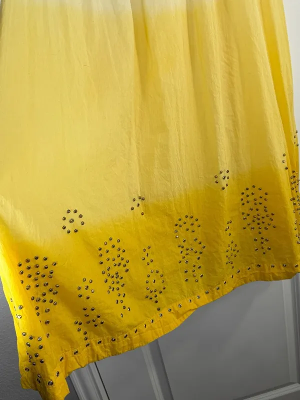 Alberto Makali Yellow Ombre Studded Cotton Maxi Skirt - Image 3