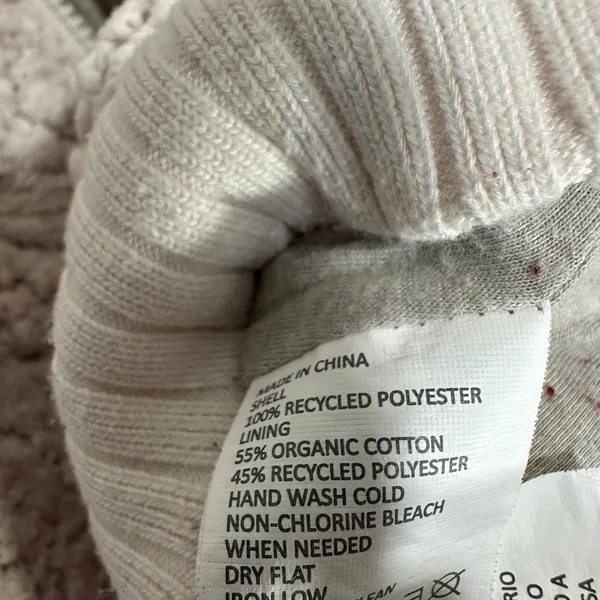 Prana Vest Womens S Pink Cream Sherpa Fleece Hooded Full Zip Permafrost Ribbed - Image 5