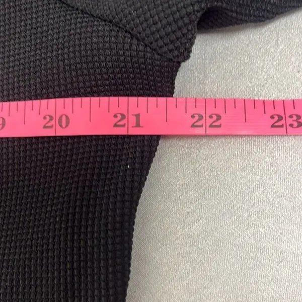 Black Textured Knit Short Sleeve One Button Front Mini Dress Large LBD‎ Workwear - Image 6