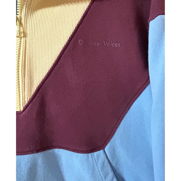 Outdoor Voices Pickup Colorblock Cropped Half-Zip Sweatshirt Small Cotton Terry - Image 4