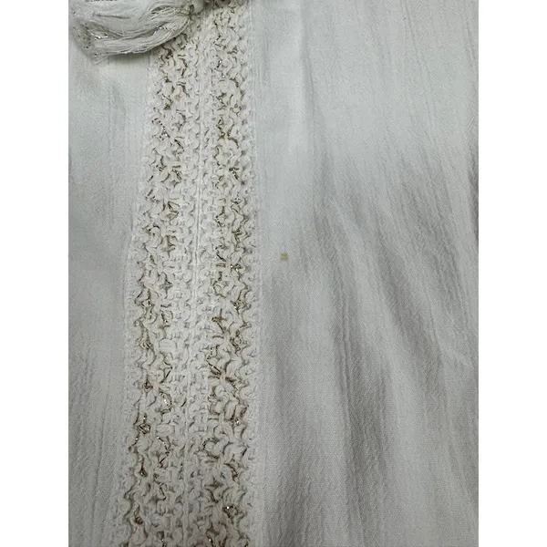 Lilly Pulitzer White Rayon Kaftan Beach Cover Up Gold Lace Tassel One‎ Size - Image 6