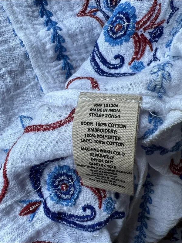 Soft Surroundings Sarnia Embroidered Midi Cotton Gauze Dress Medium Boho - Image 6
