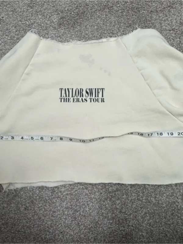 Taylor Swift The Eras Tour Cream Cropped off shoulder Sweatshirt Women Med - Image 4