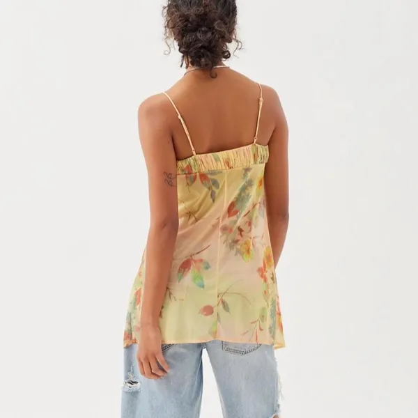 Urban Outfitters Angelic Longline Flyaway Cami Floral Sheer Tie-Front Top Fairy - Image 3