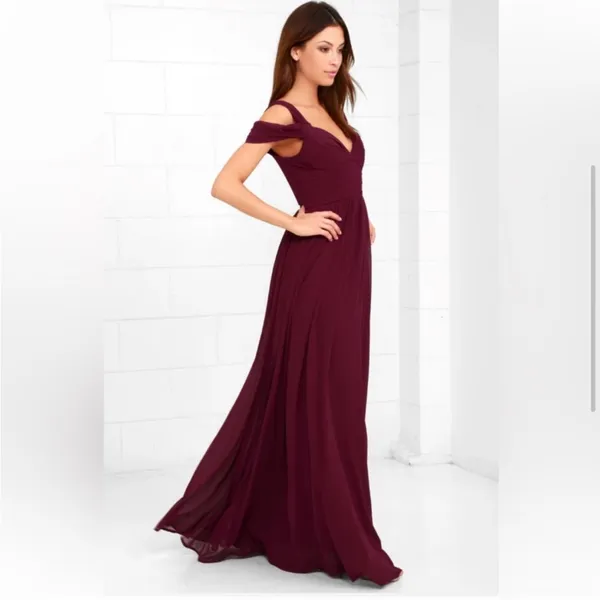 NWOT Lulus Make Me Move Burgundy Maxi Dress - Image 2