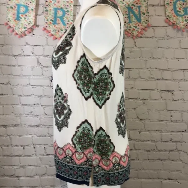 Crosby sleeveless white green boho top White Size M - Image 4