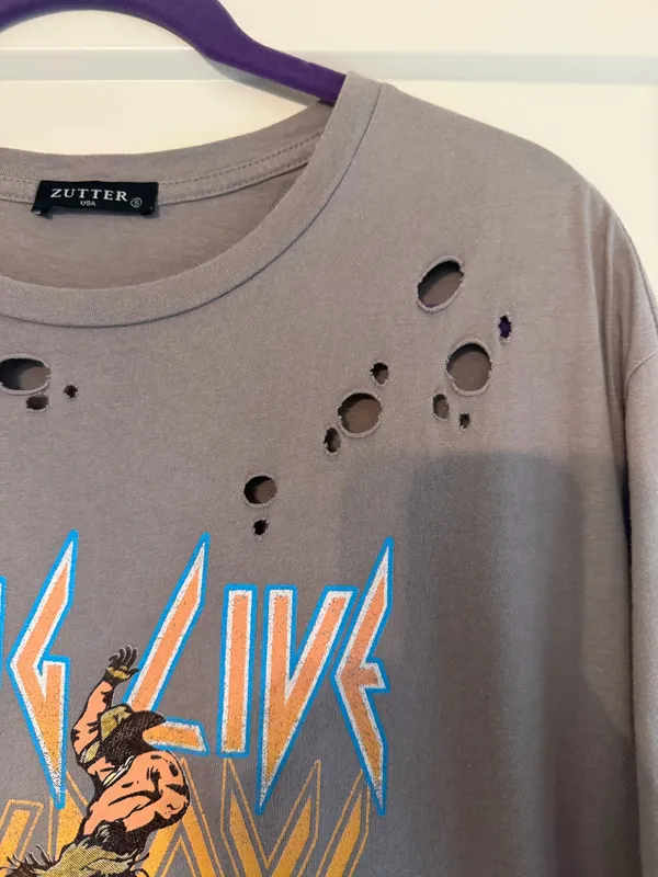 Zutter Distressed Graphic Tee Gray - Image 6