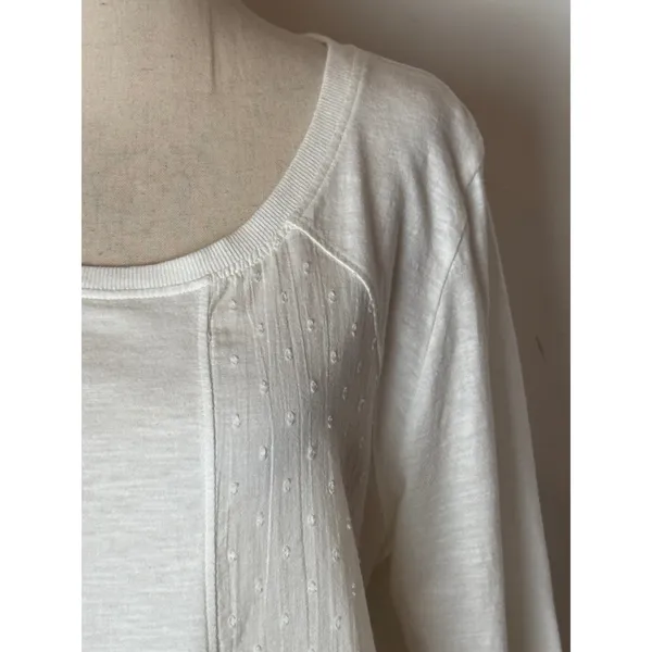 Sundance Shirt Women Large White Cotton Mixed Print Knit Long‎ Sleeve Tee Boho - Image 7