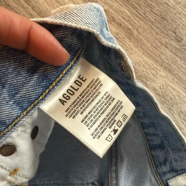 Agolde Frayed Hem Light Blue Jean Shorts Distressed Denim 28 - Image 5