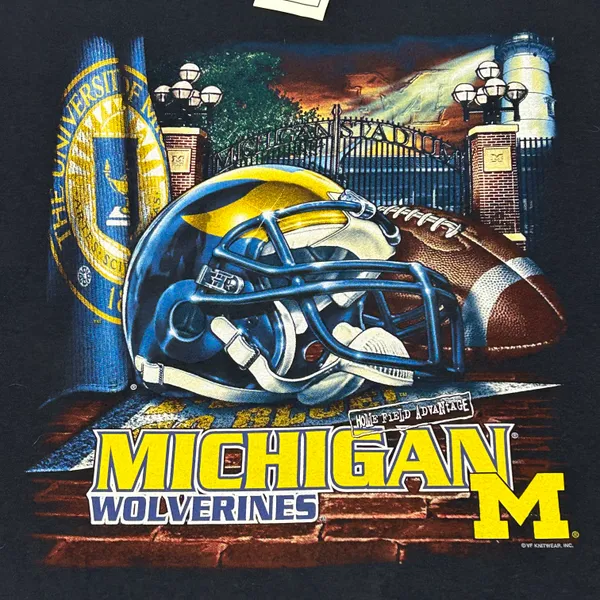 Lee University Of Michigan Wolverines Vintage Sport Graphic Black T-Shirt Size XL - Image 2