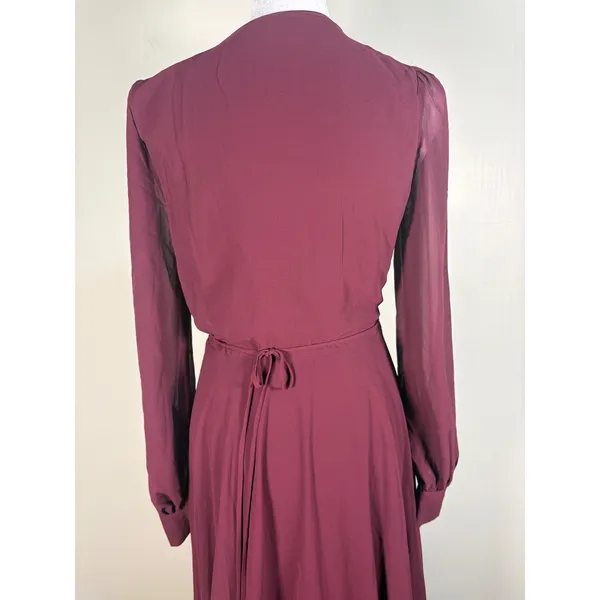 Lulus My Whole Heart Wrap Dress S‎ Burgundy Long Sleeve Gown - Image 9
