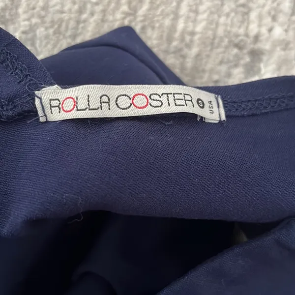 Rolla Coster | Navy Blue Criss Cross Crop Top Cap Sleeves Small - Image 3