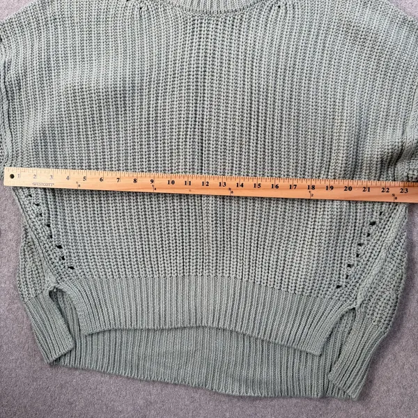 Altar'd State Women's Medium Sage Green Chunky Knit Sweater Cut Out High Low - Image 8
