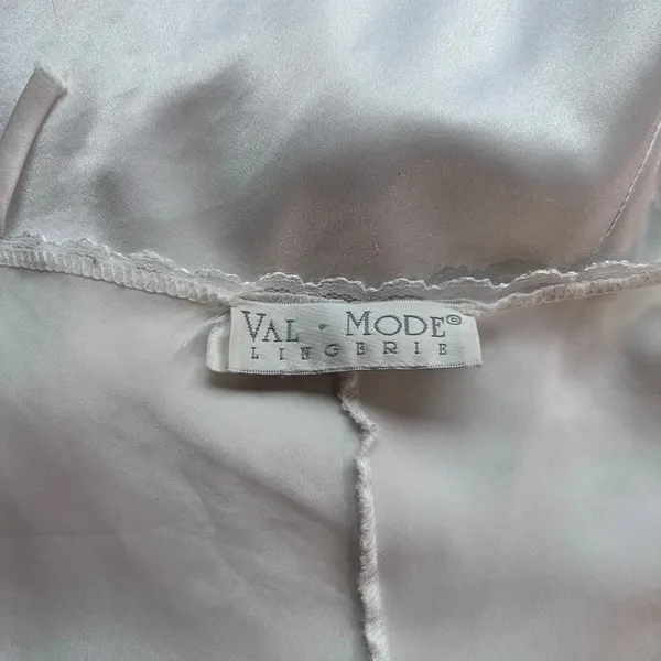 Vtg Val Mode Lingerie Baby Doll Fairy Party 80's White Lace Slip Dress USA Satin - Image 8