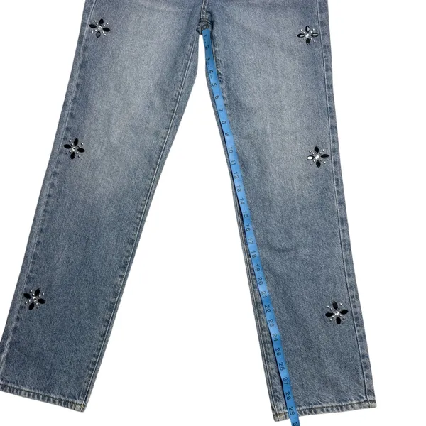 PacSun NWT‎ Dad Jean Light Wash Rhinestone Flower Embellished Size 25 - Image 6