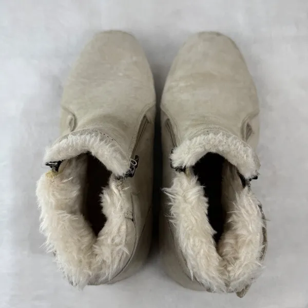 DBECK Tan Suede Faux Fur Lined Ankle Boots Dual Zip EU 38‎ Womens Comfort 7.5 - Image 7