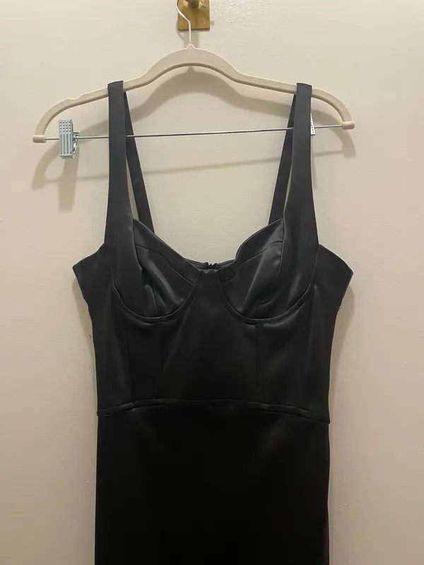 Black Satin ZARA Dress Midi Slip - Image 4