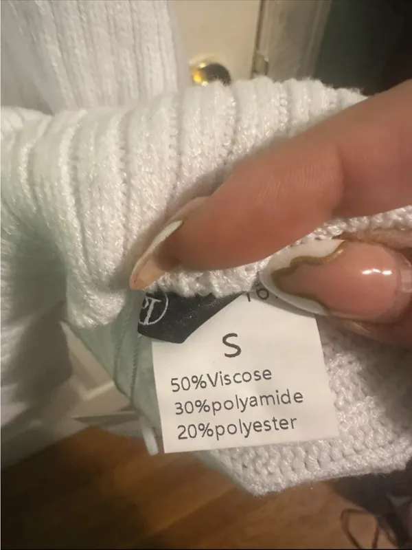 Cozy Cream Ribbed Turtleneck Sweater White - Image 2