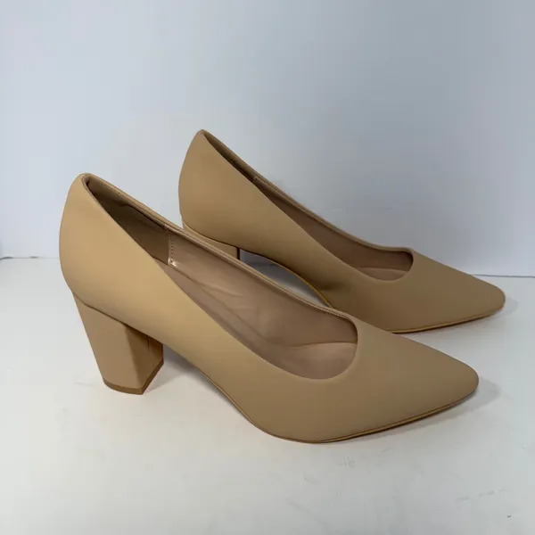 Chollima Womens Pointed Toe Block Heel Pumps Beige Tan Size 8.5 Business Dressy‎ - Image 5