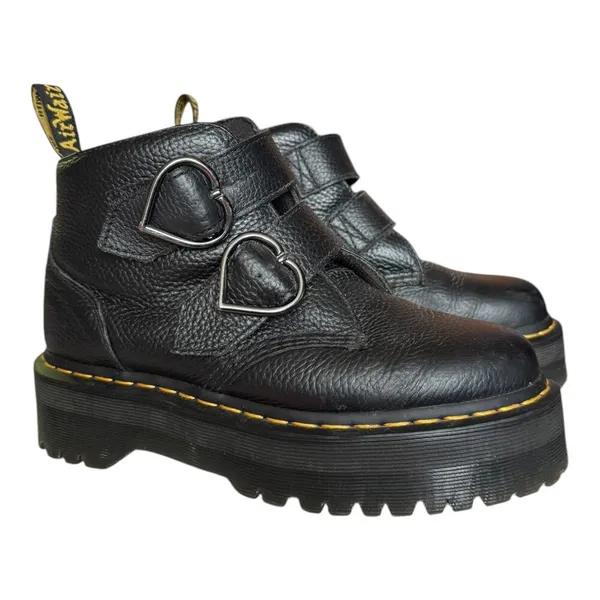 Dr. Martens Denon Flower Buckle Platform Boots Black Size 8 - Image 6