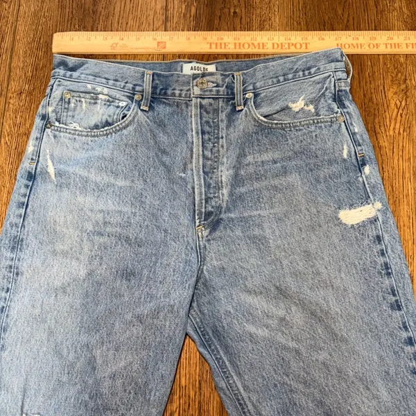 AGOLDE 90's‎ High Rise Loose Fit Distressed Jeans Light Wash Blue Size 30 Grunge - Image 3