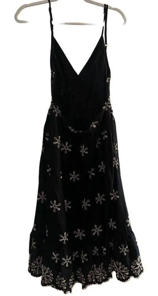 ZARA SIZE M WOMEN Embroidered Dress Black HALTER NECK - Image 4