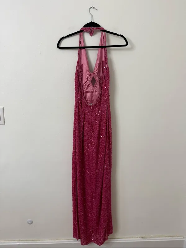 {M} Scala Fuchsia Sequin Halter Gown - Image 9