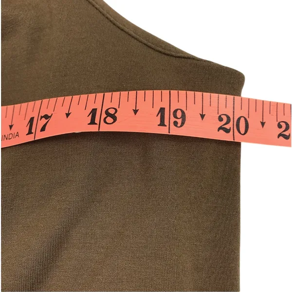 EILEEN FISHER Cowl Neck Jersey Knit Midi Dress Sz L Brown Coastal Relax Made USA - Image 10
