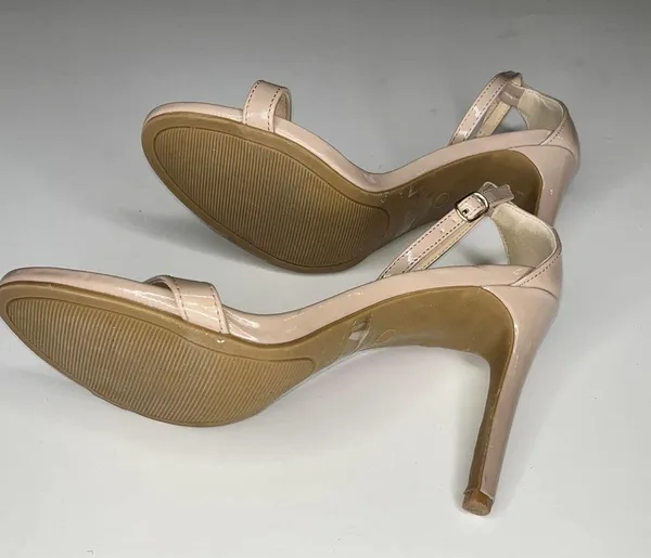 LuLus Nude Colored Open Toe Heels, 8 - Image 5