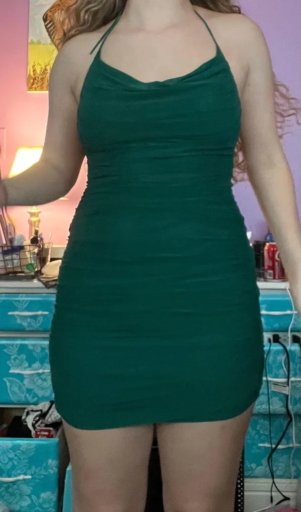 Green Women's Ruched Bodycon Mini Dress - Image 4