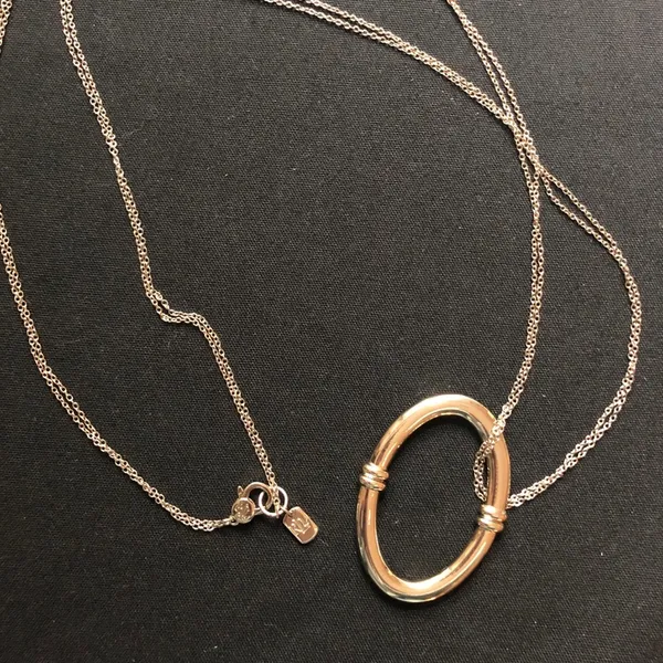Lauren Ralph Lauren light gold tone LONG double chain necklace with pendant - Image 2