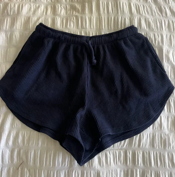 Navy Waffle Shorts Blue - Image 2