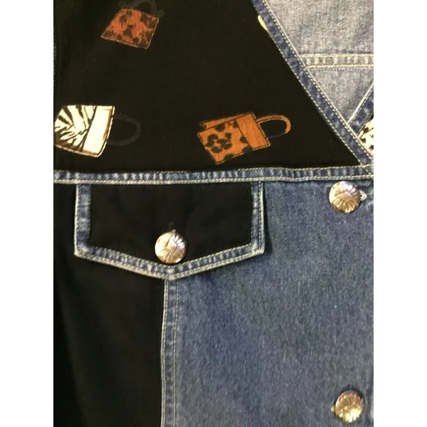 Stonebridge Denim Vest Womens XL Purse Print Western Button Front Used - Image 15
