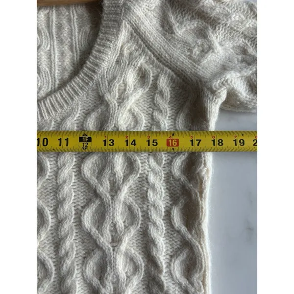 VTG The Limited Angora Lambswool Cable Knit Sweater Cream Ivory L Scoop Neck Y2K - Image 5