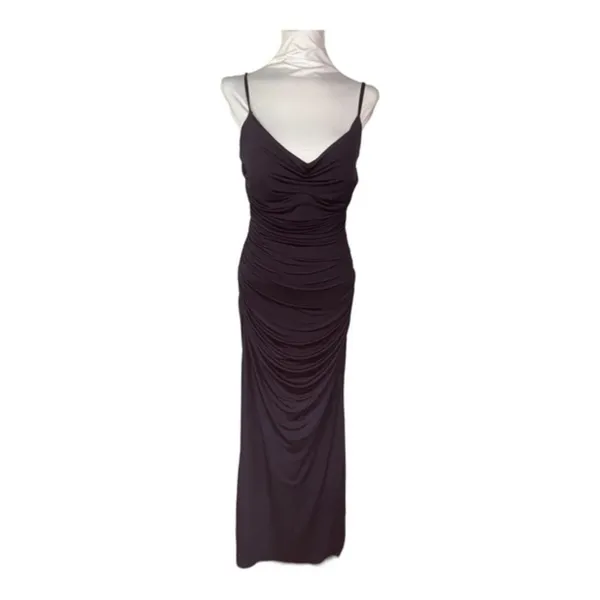 Eliza J Navy Cowl Neck Ruched Jersey Slinky Sleeveless‎ Evening Gown Size 6 NWT - Image 3