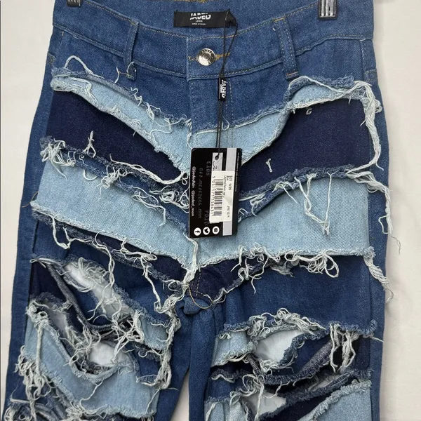 NWT Jaded London two tone layered denim boyfriend fit ripped jeans sz 25 - Image 3